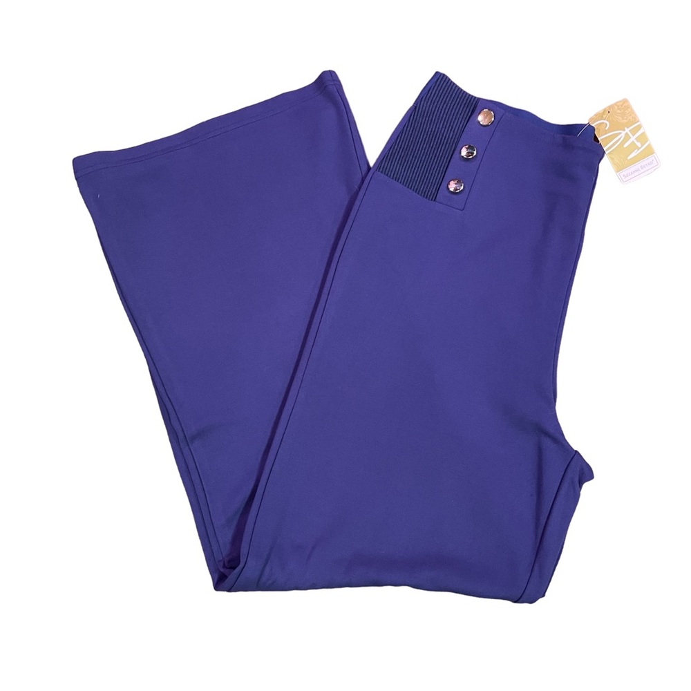 SUSANNE BETRO NWT BUTTON DETAIL HIGH WAISTER LEGGING PANT BLUE SIZE L